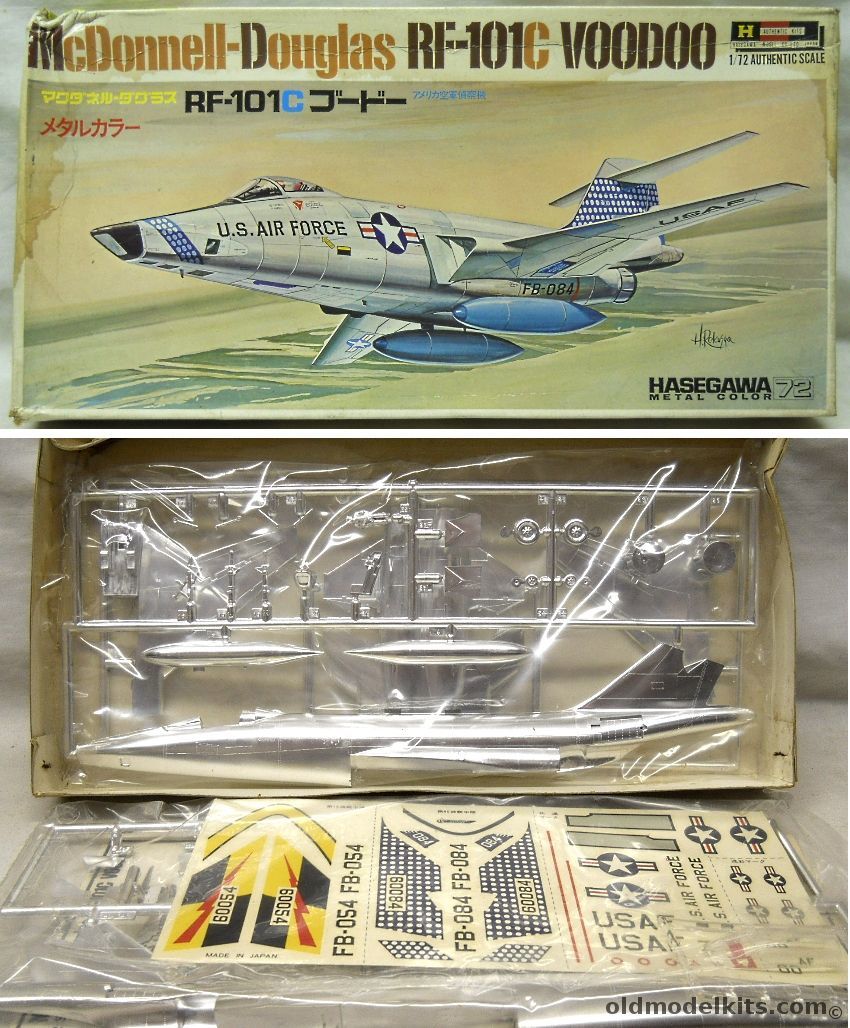 Hasegawa 1/72 McDonnell RF-101C Voodoo Chrome Plated - 15th TRS Kadena Air Base Japan /  45th TRS, MJ-05-350 plastic model kit